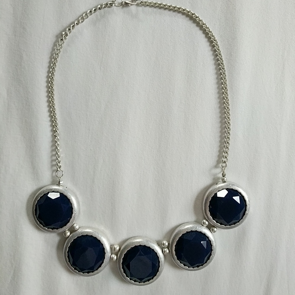 Blue and silver statement necklace